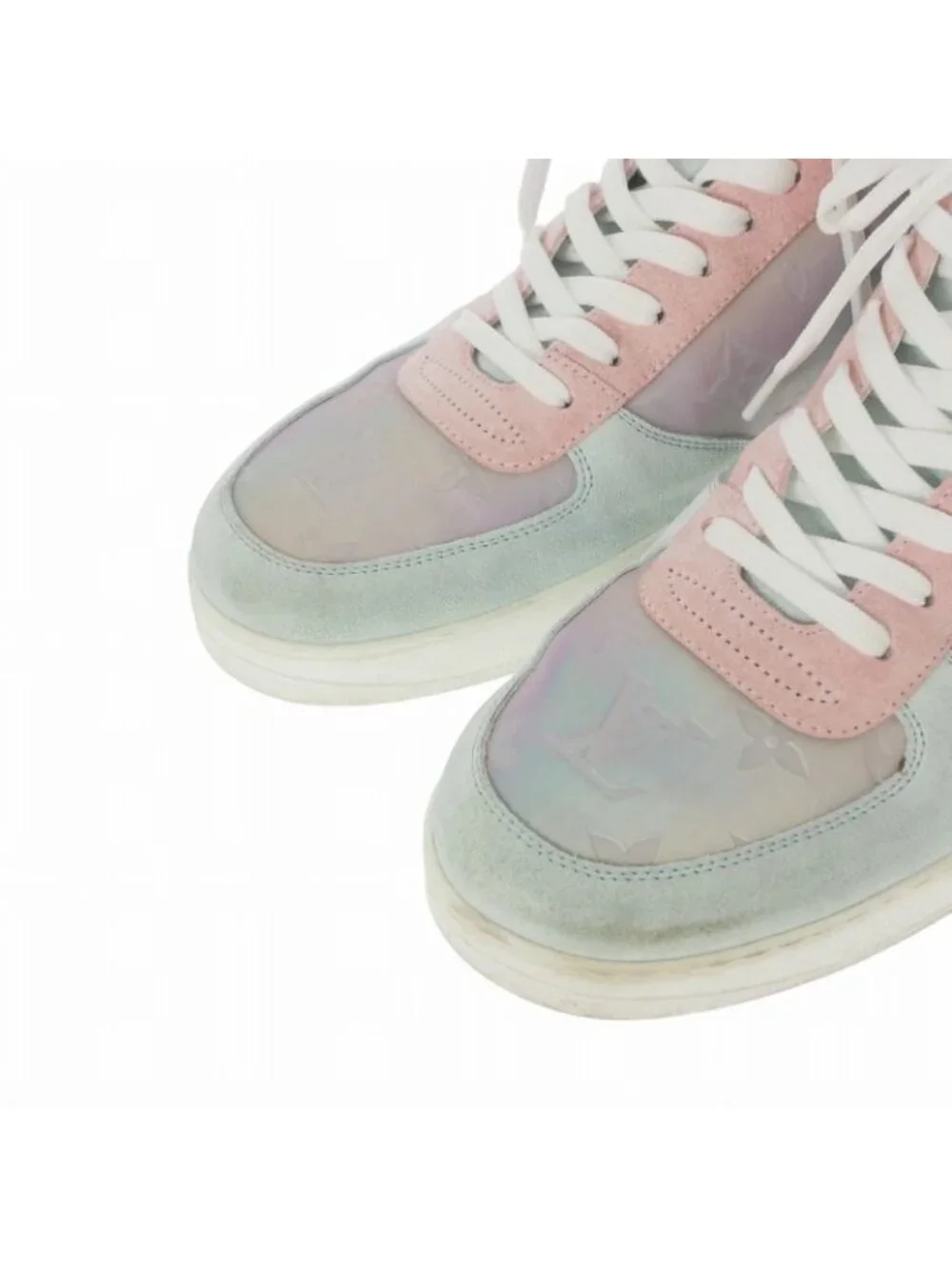 Louis Vuitton Rivoli Line High Cut Sneakers 7 Light Blue Pink